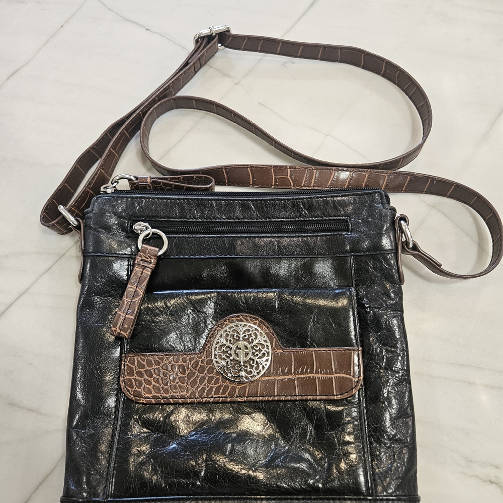 Giani Bernini Florentine Glazed Leather Filigree Crossbody Bag